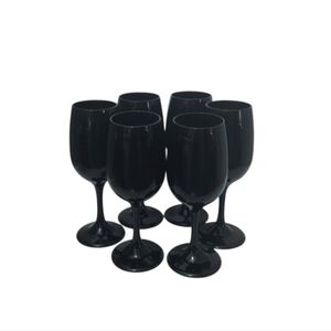 Vintage Libbey Premiere Black Amethyst Water/Wine Goblets (Set of 6)